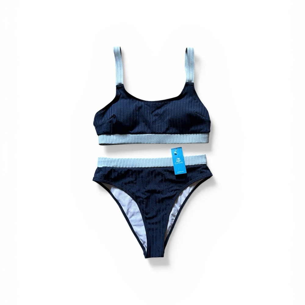 NWT CUPSHE Women's Bikini High-Waisted Bottom Scoop Neck Bralette Size Medium